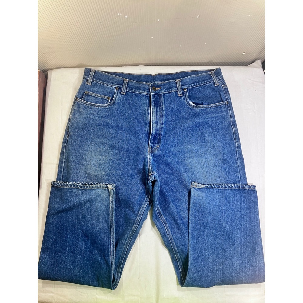 Berne‎ Mens Workwear Blue Jeans 42x30 Medium Wash Straight Leg Denim P999SWD